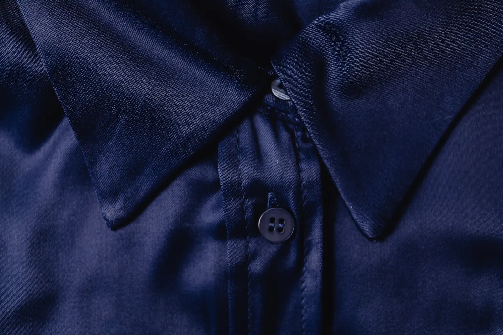 Close view of a navy shirt collar