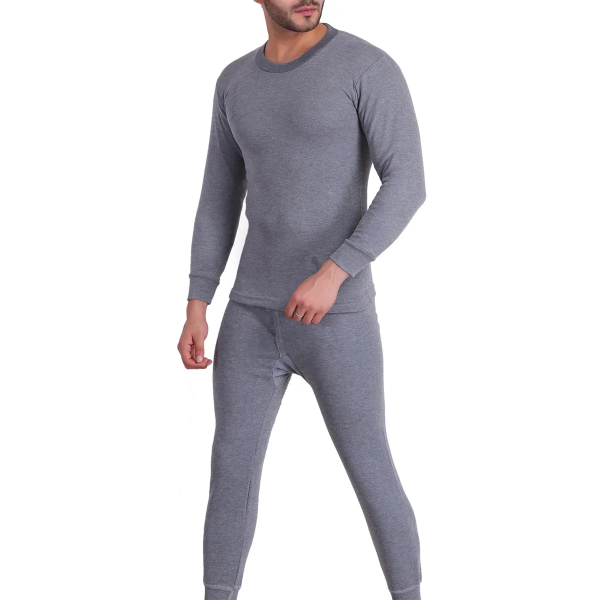 T.T. Mens Sky Blue Slim Fit Solid Titanic Winter Thermal Set, photo 1 of 4