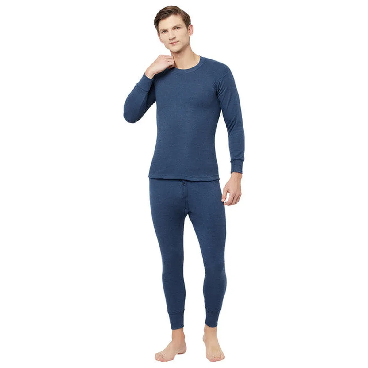 T.T. Mens Navy Slim Fit Solid Hotpot Thunder Thermal Set, photo 4 of 4