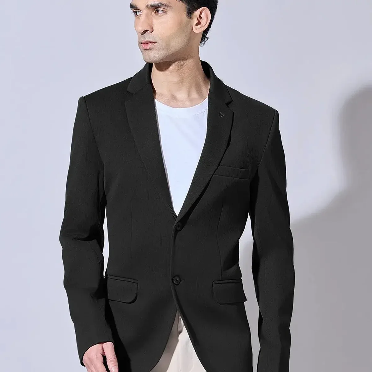 Men's Black Single Breasted Blazer with Notch Lapel, photo 2 of 4