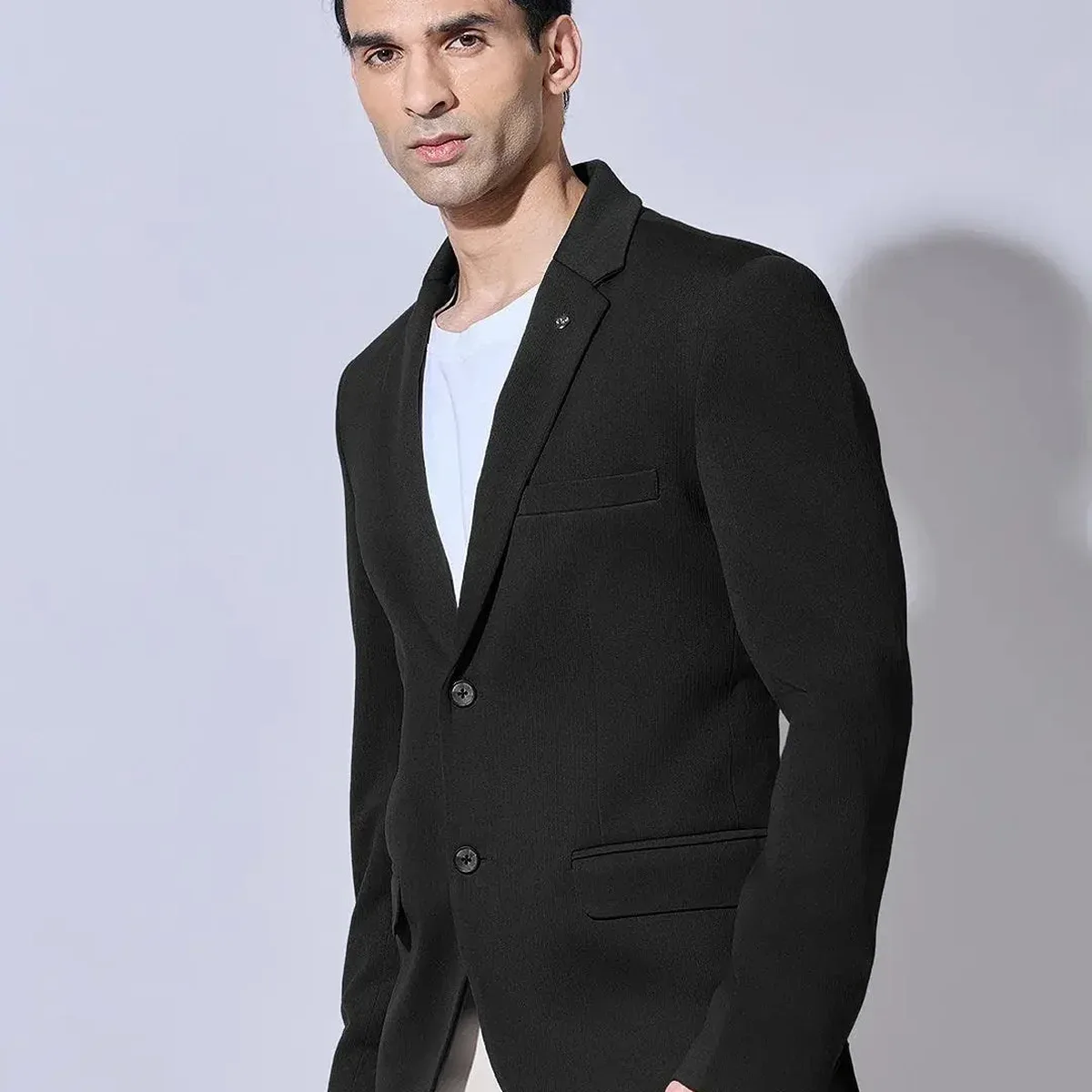 Men's Black Single Breasted Blazer with Notch Lapel, photo 3 of 4