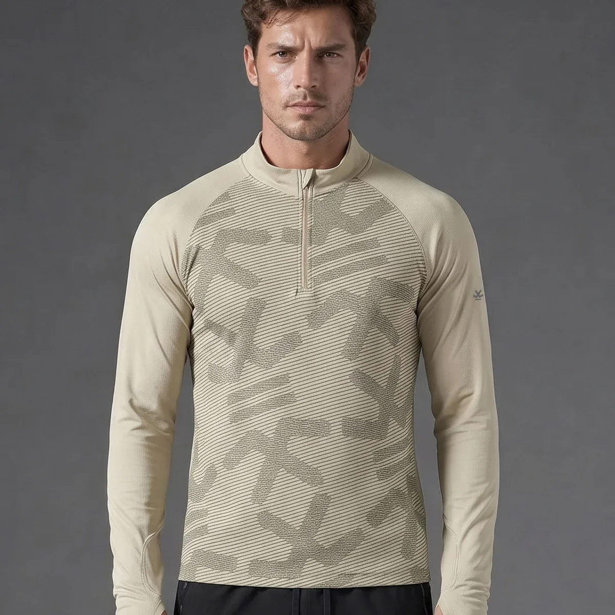 Quarter Zip Sweatshirt | Active | Beige, photo 1 of 4