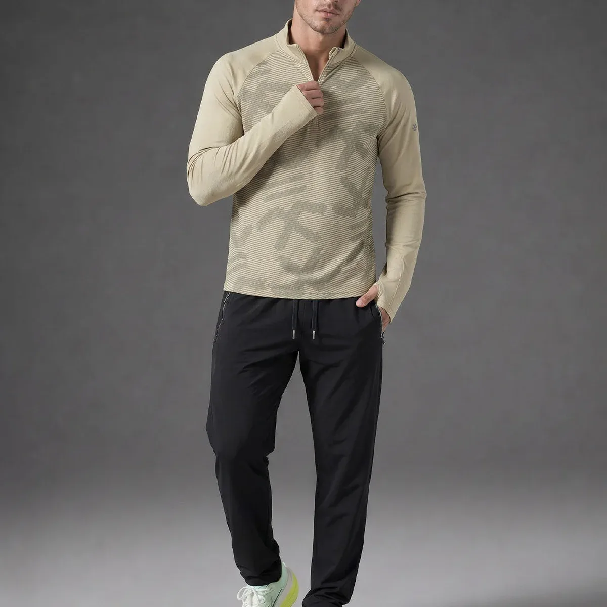 Quarter Zip Sweatshirt | Active | Beige, photo 2 of 4