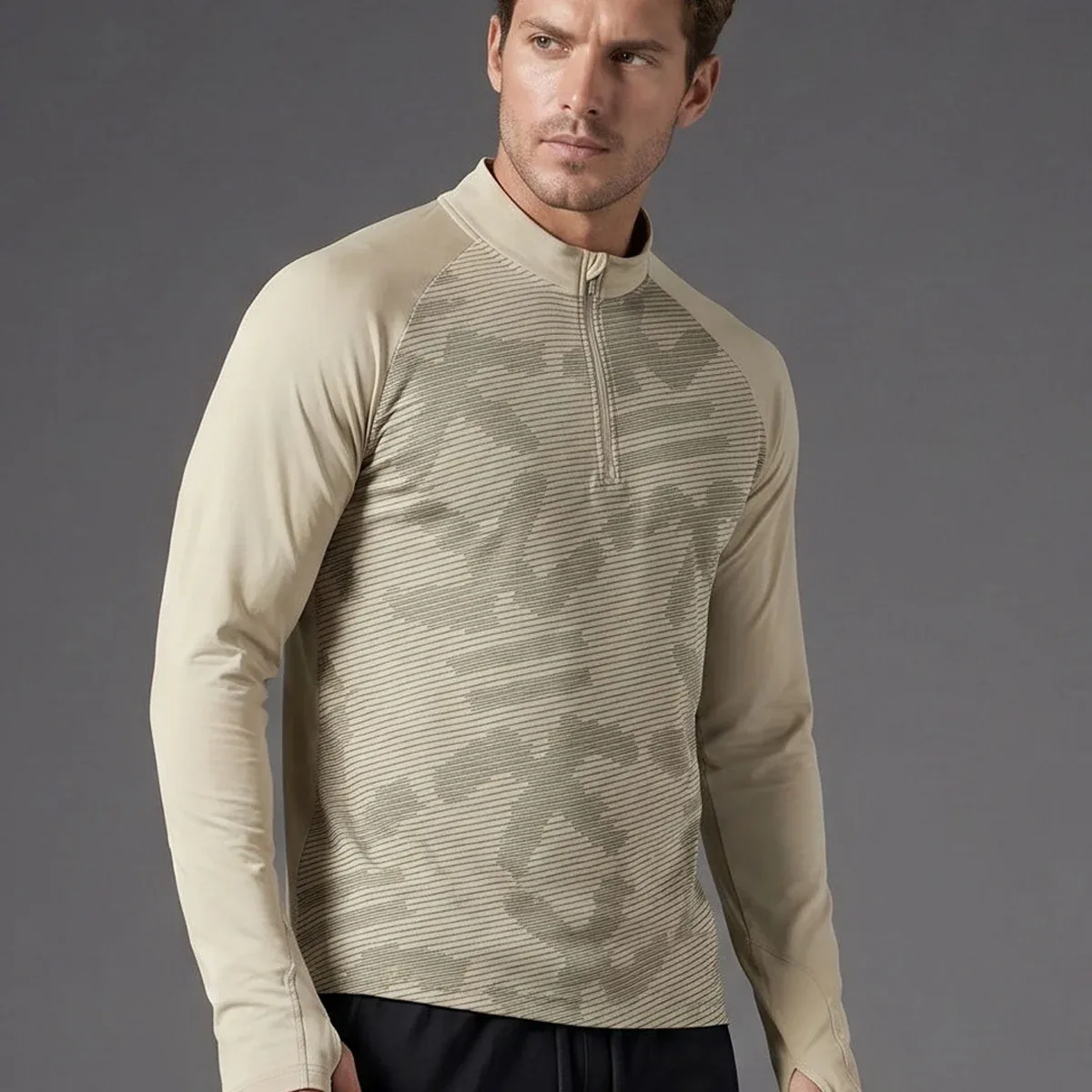 Quarter Zip Sweatshirt | Active | Beige, photo 4 of 4