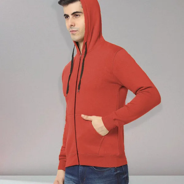 Men|Hooded Sweatshirt|Regular Fit|Cotton Blend Fleece|Full Zipper Winter Hoodie With Side Pockets|Full Sleeve
