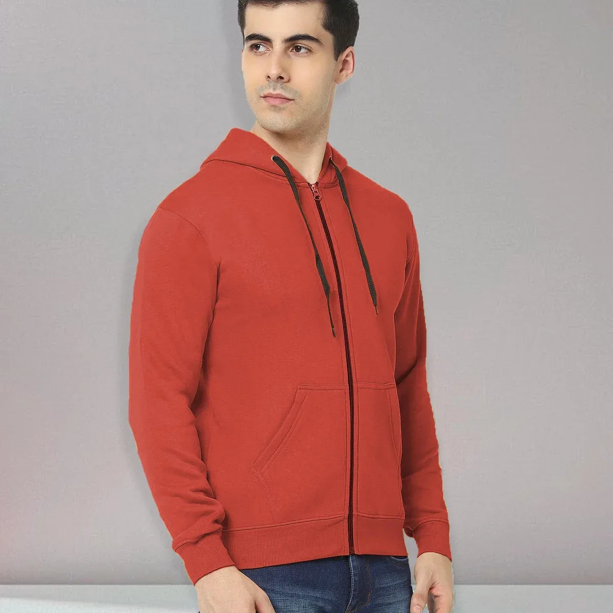 Men|Hooded Sweatshirt|Regular Fit|Cotton Blend Fleece|Full Zipper Winter Hoodie With Side Pockets|Full Sleeve , photo 3 of 4