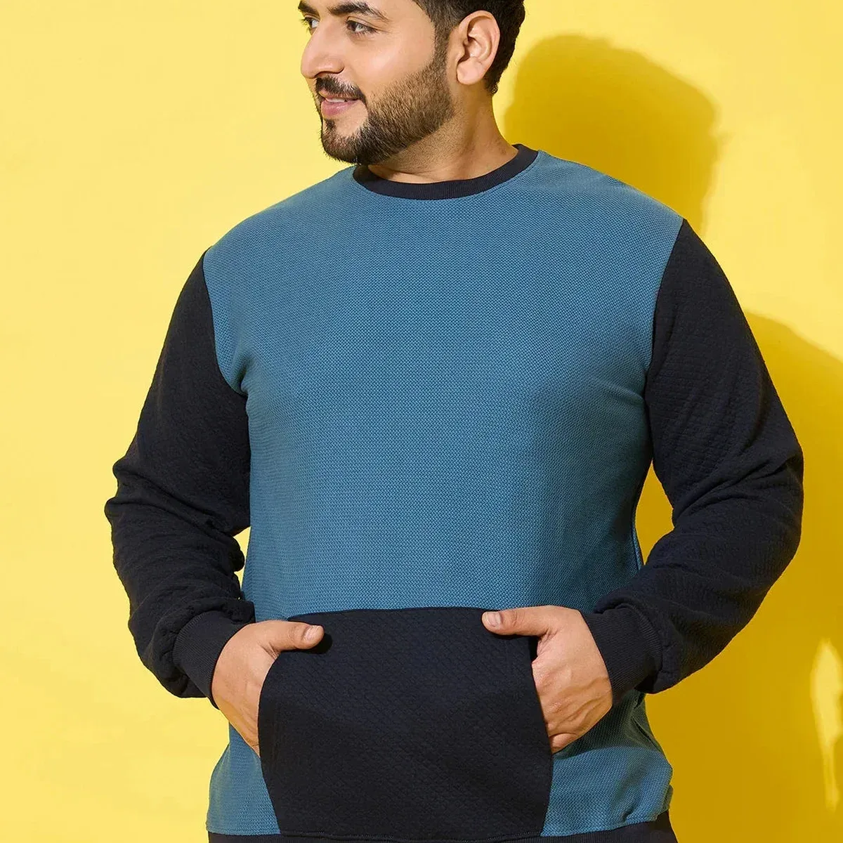 Men Plus Size Zerk Multicolor Colorblock Sweatshirt, photo 1 of 4