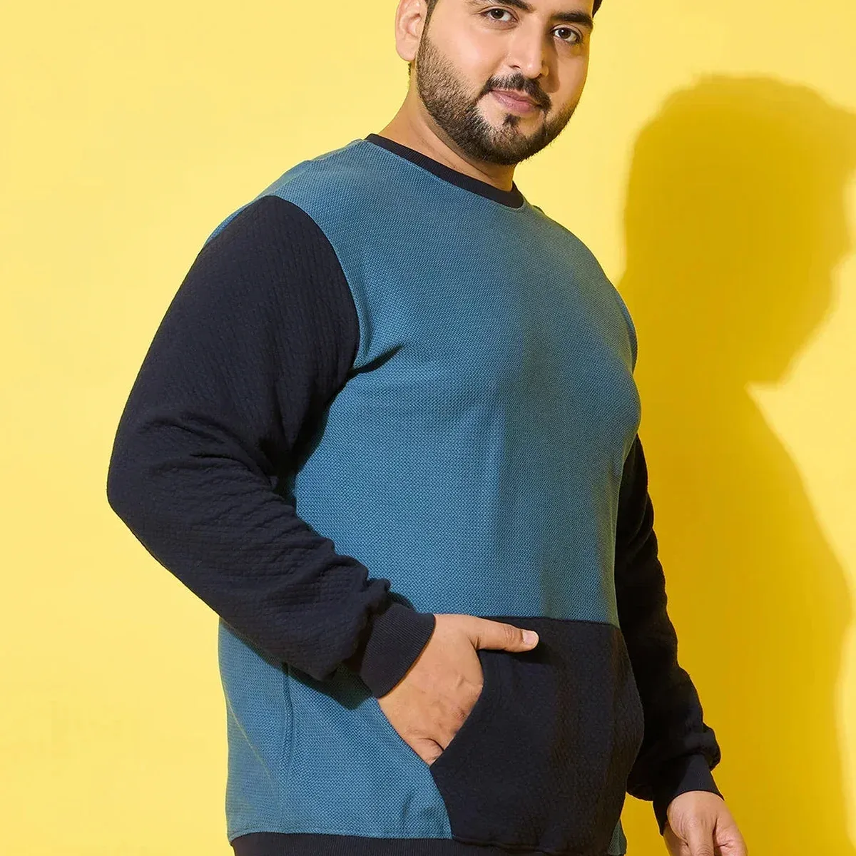 Men Plus Size Zerk Multicolor Colorblock Sweatshirt, photo 3 of 4