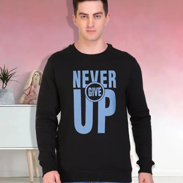 Full Sleeve Printed Men Sweatshirt - Black