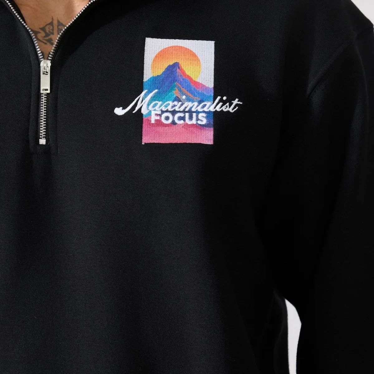 Zelios - Black Adventure Graphic Half-Zip Sweatshirt, photo 3 of 4