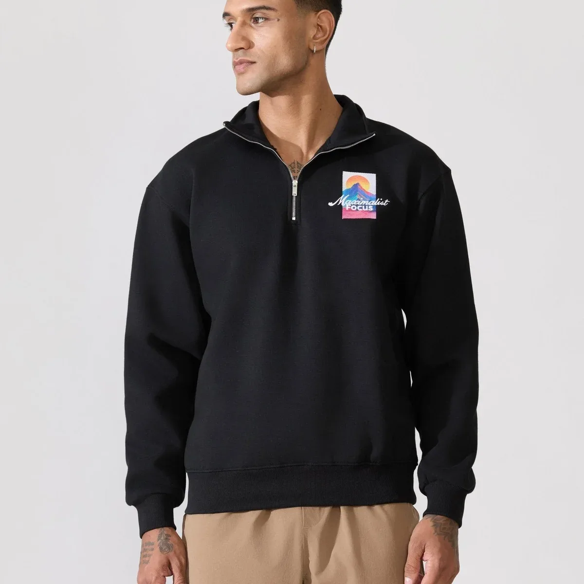 Zelios - Black Adventure Graphic Half-Zip Sweatshirt, photo 4 of 4