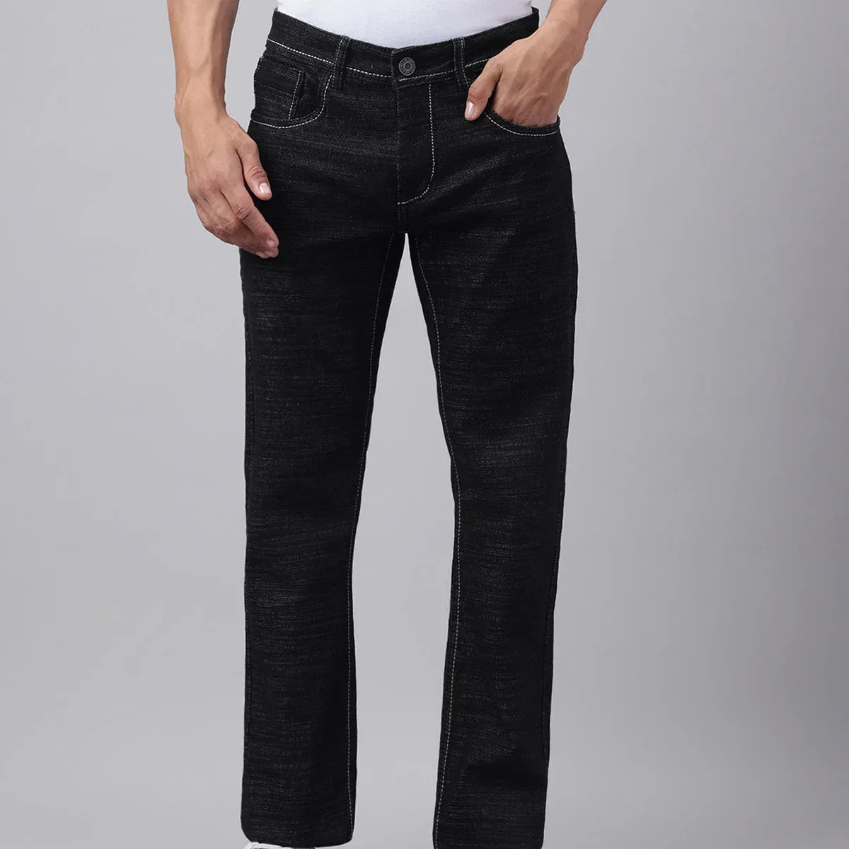 Men's Black Straight Fit Jeans, photo 1 of 4