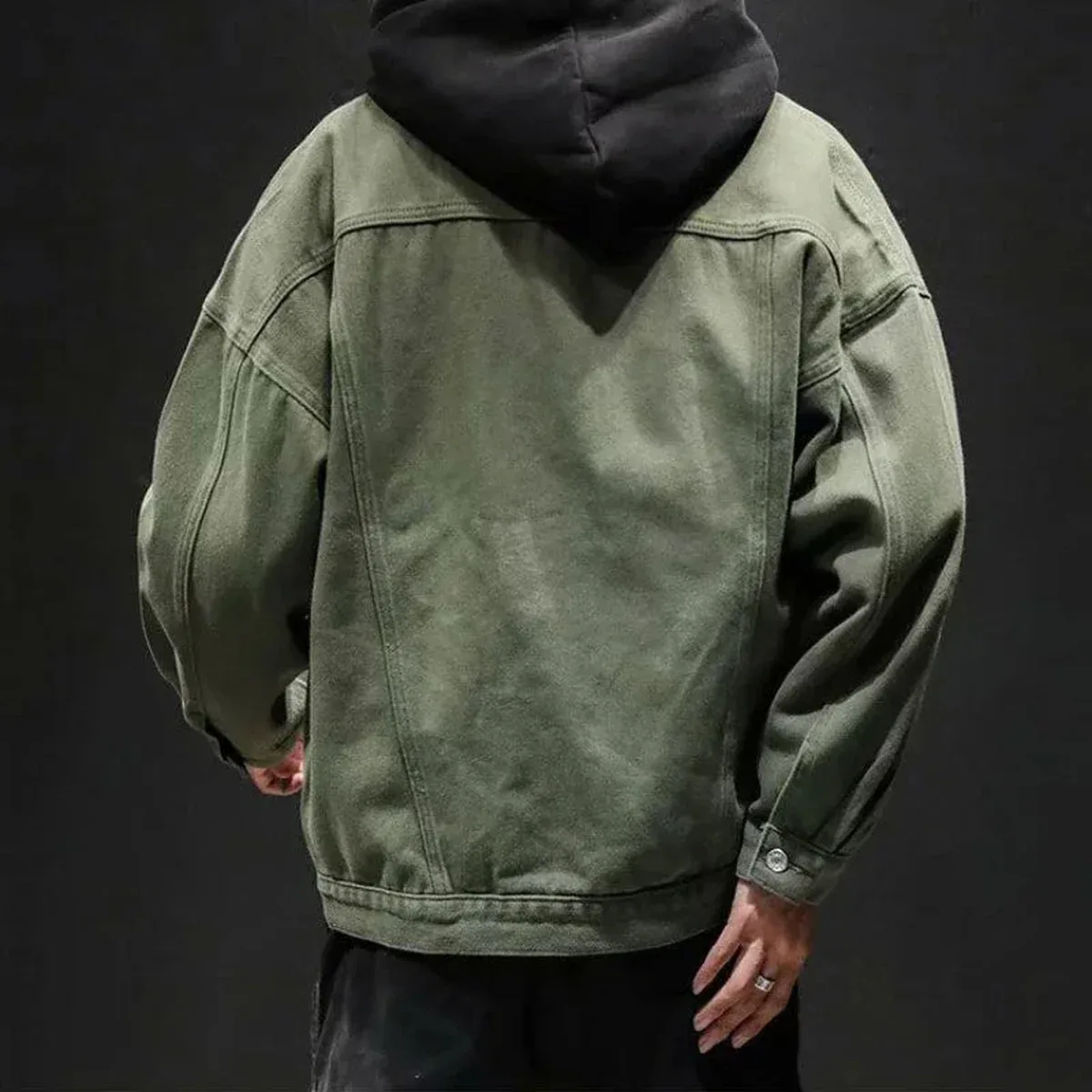 Men's Denim Jacket Autumn Male Jean Coats Black Cargo Big Size Menswear Korea High Quality Trendy Large Fast D, photo 2 of 4