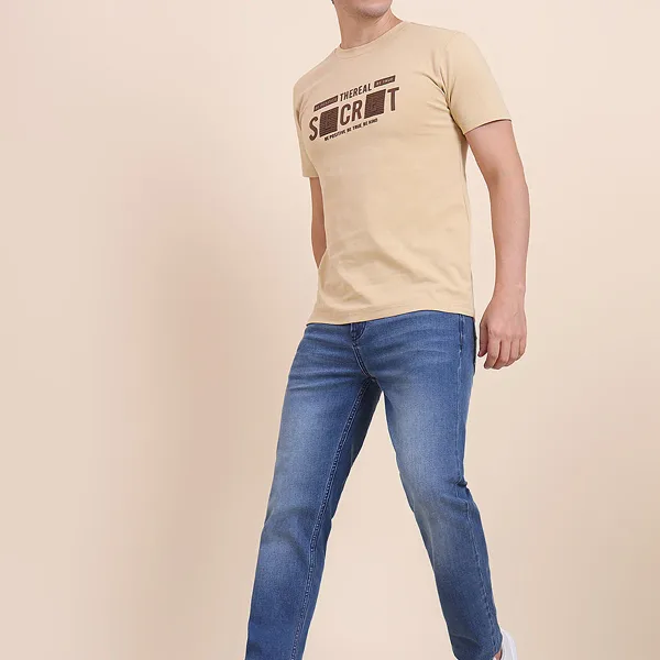 Mid Blue Indigo Washed Straight Fit Jeans