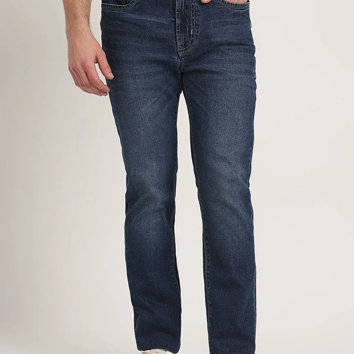 Mid Indigo Blue Washed Straight Fit Jeans, photo 3 of 4