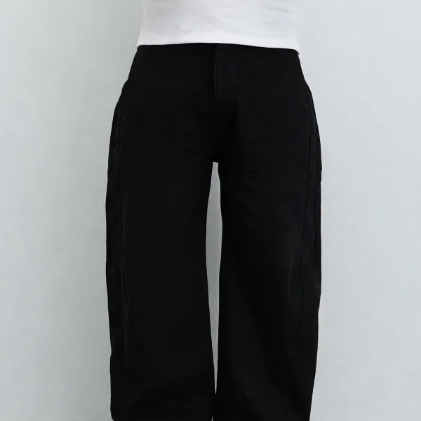 Black Raw Finish Japan Baggy Jeans