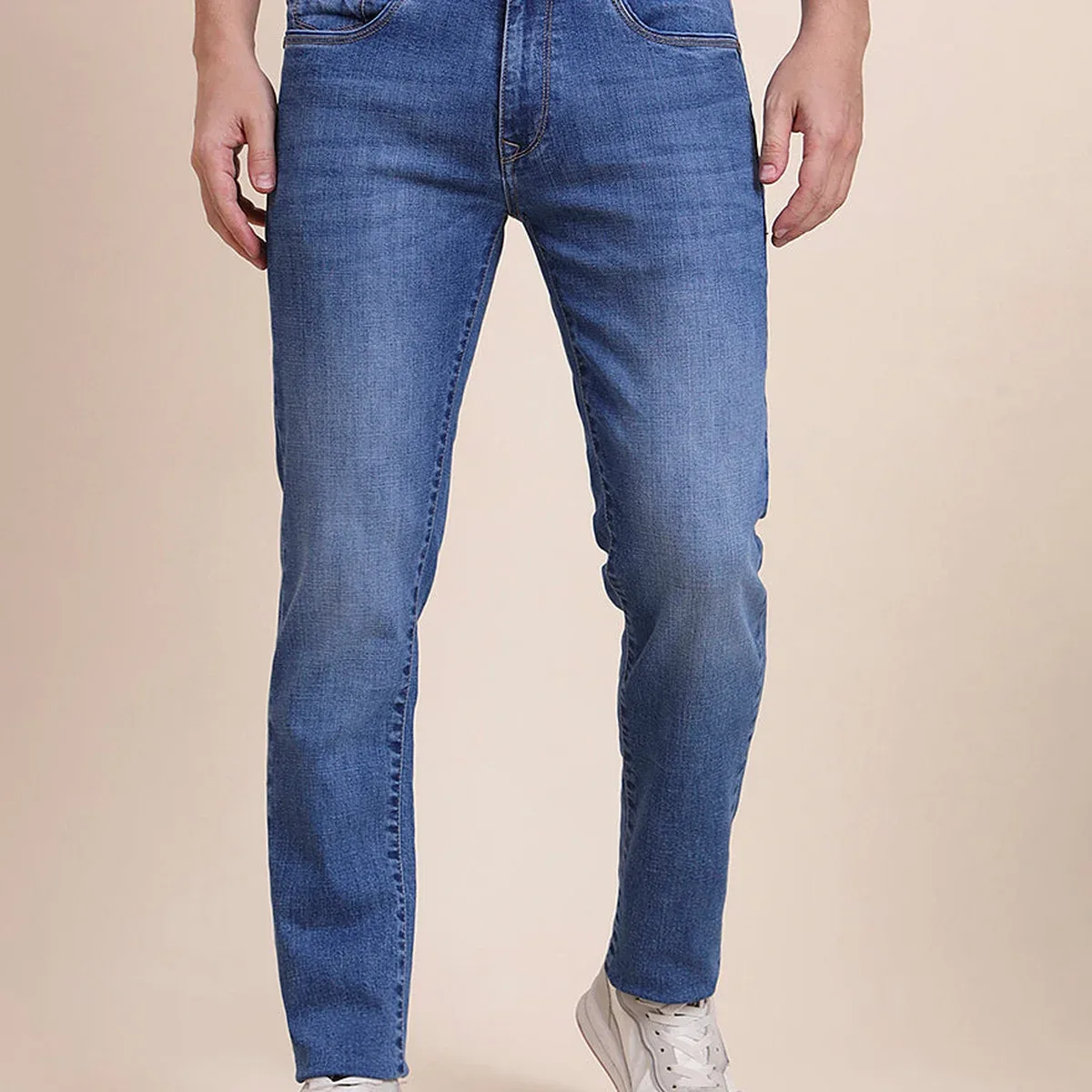 Mid Indigo Blue Washed Slim Fit Jeans, photo 3 of 4