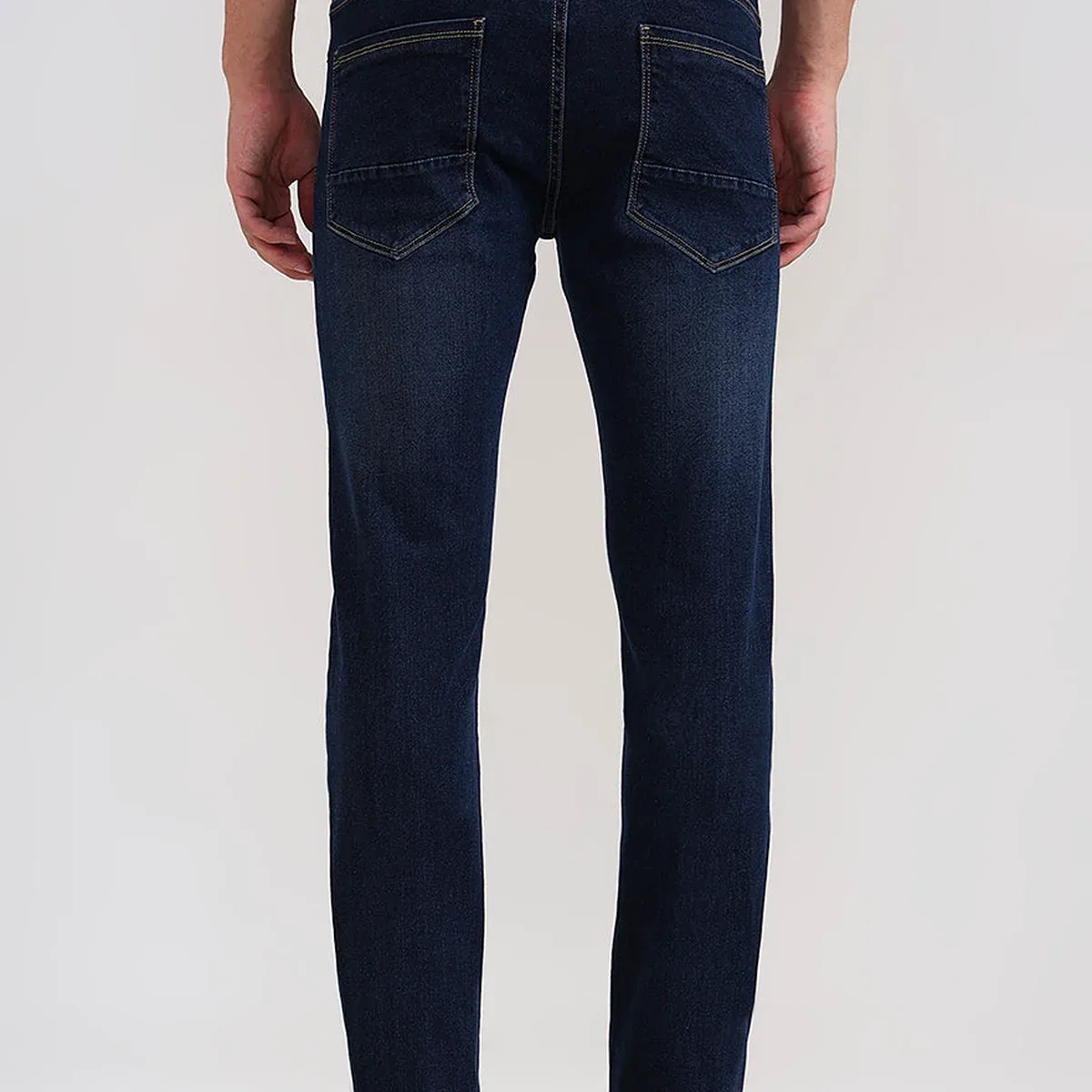 Dark Indigo Blue Washed Slim Fit Jeans | Greenfibre, photo 3 of 4