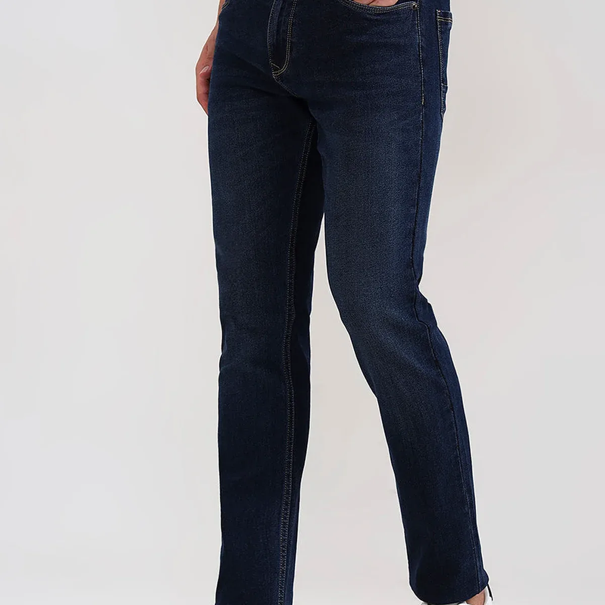 Dark Indigo Blue Washed Slim Fit Jeans | Greenfibre, photo 4 of 4