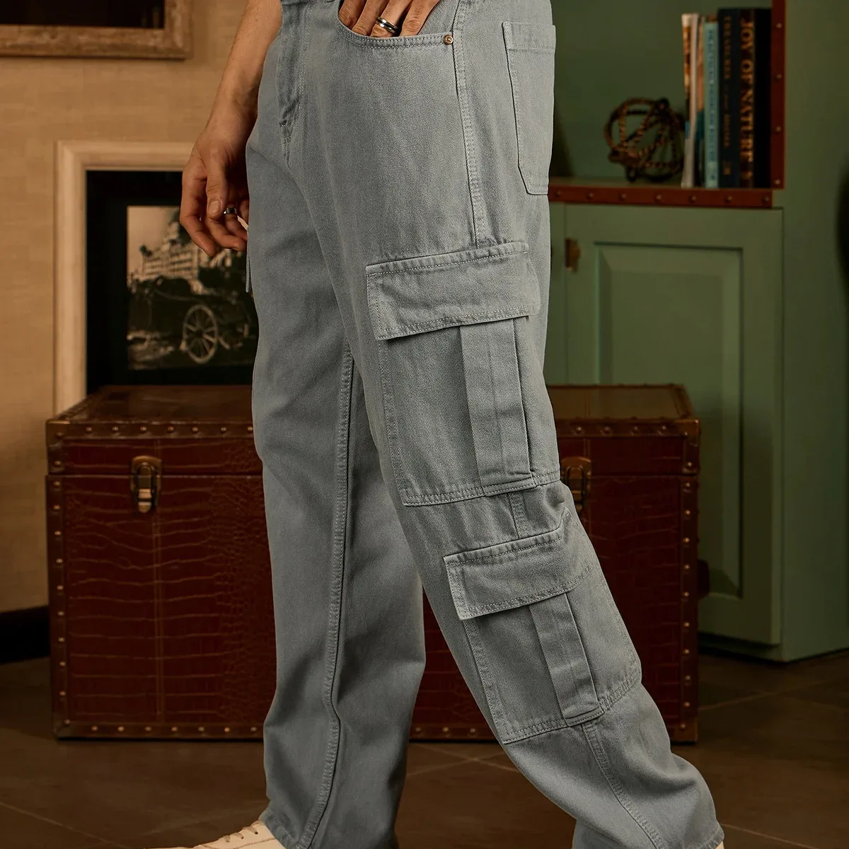 Grey Korean Cargo Jeans, photo 2 of 4