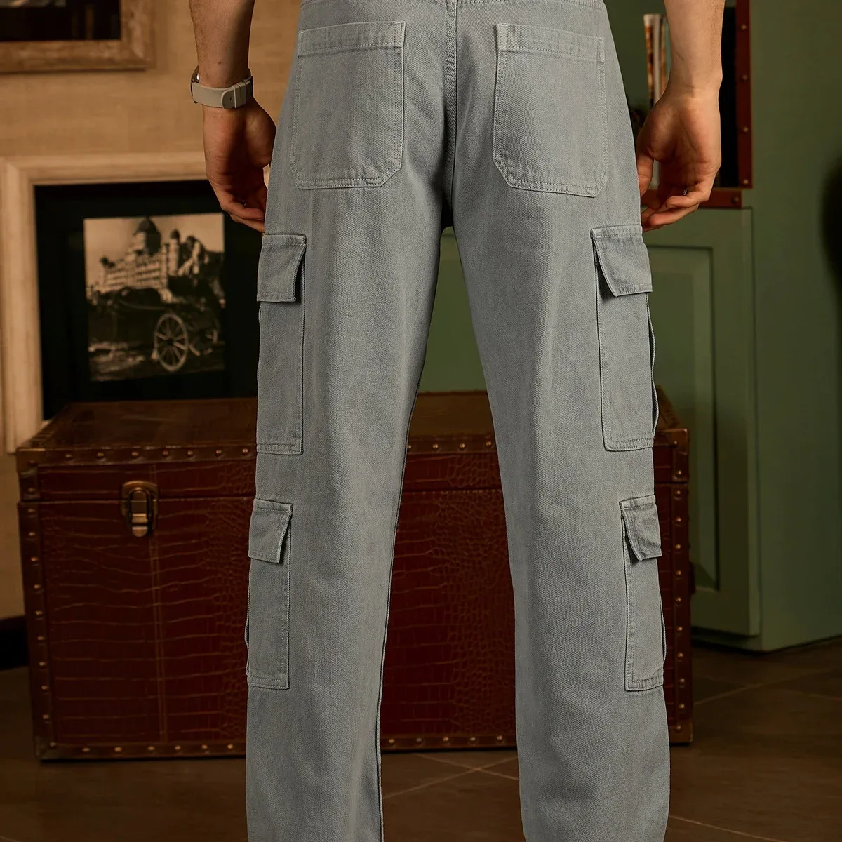Grey Korean Cargo Jeans, photo 3 of 4