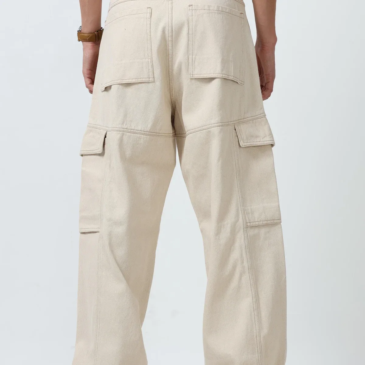 Maverick - Baggy Cargo Jeans - Cream, photo 4 of 4