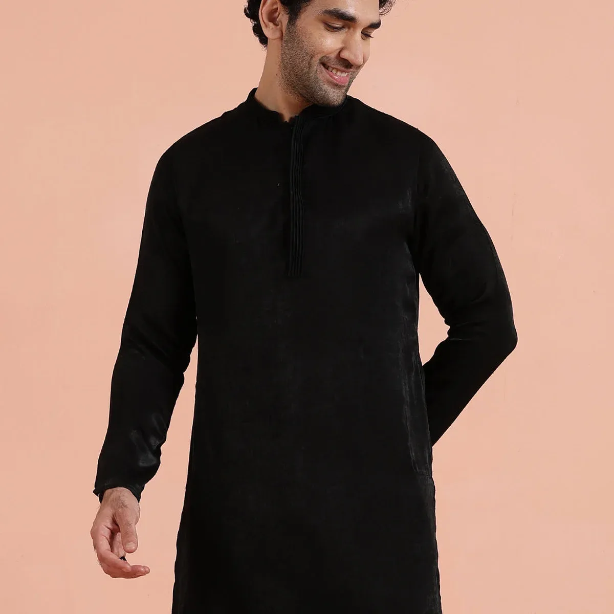 Solid Black Mid Kurta, photo 1 of 4