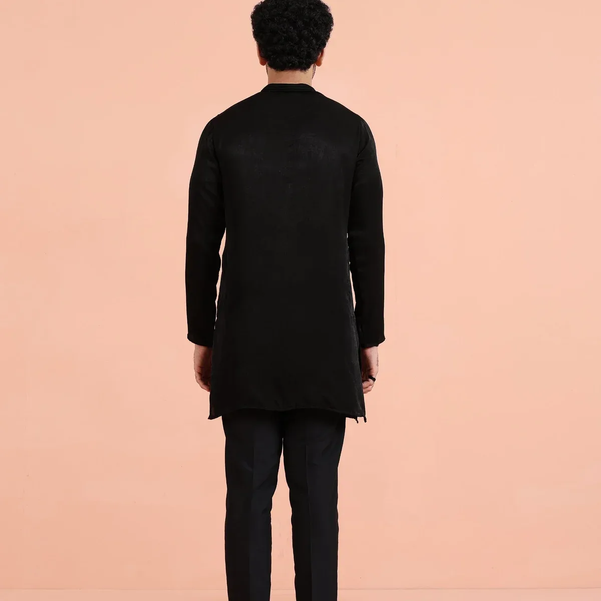 Solid Black Mid Kurta, photo 4 of 4