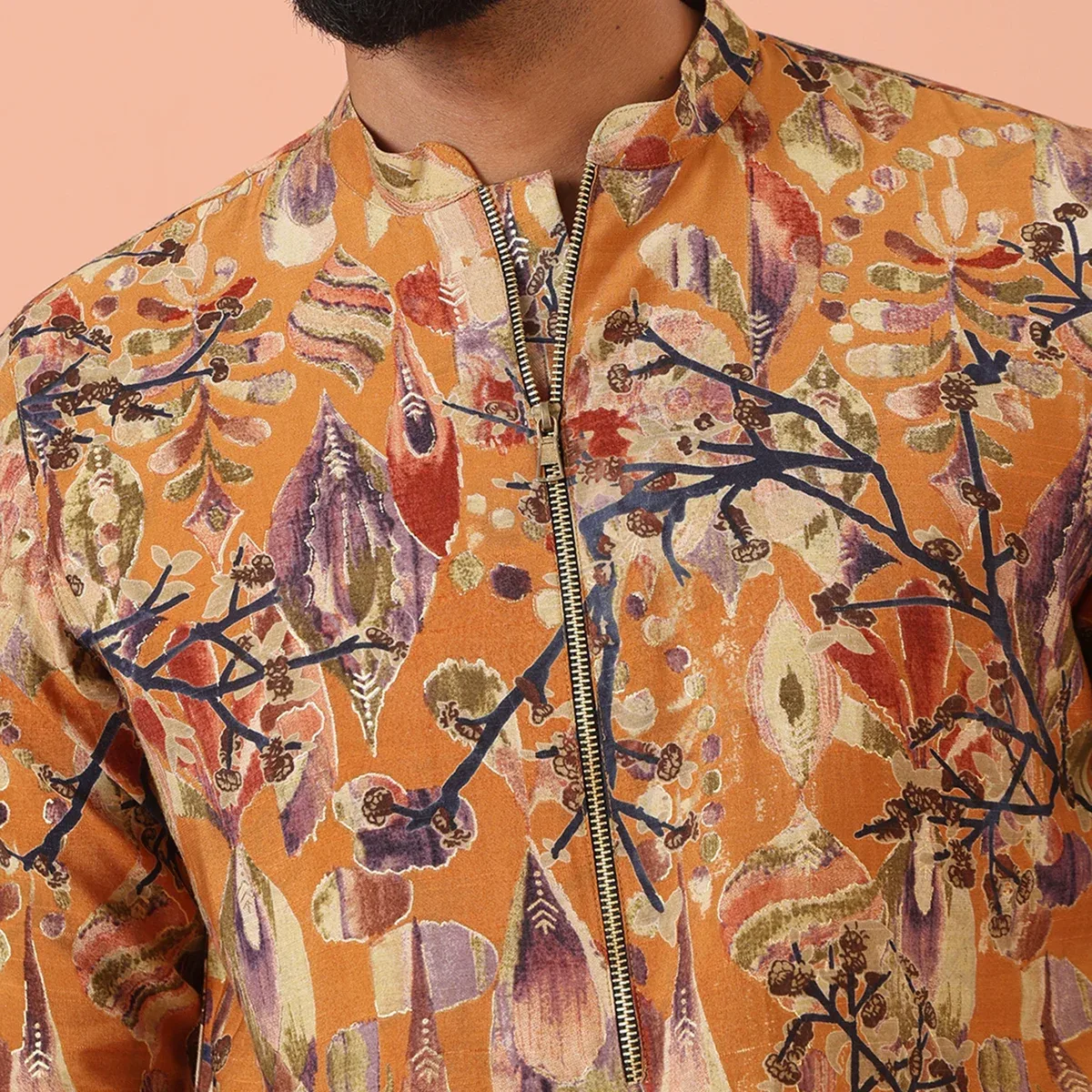 Mustard Printed Kurta Trouser Set, photo 3 of 4