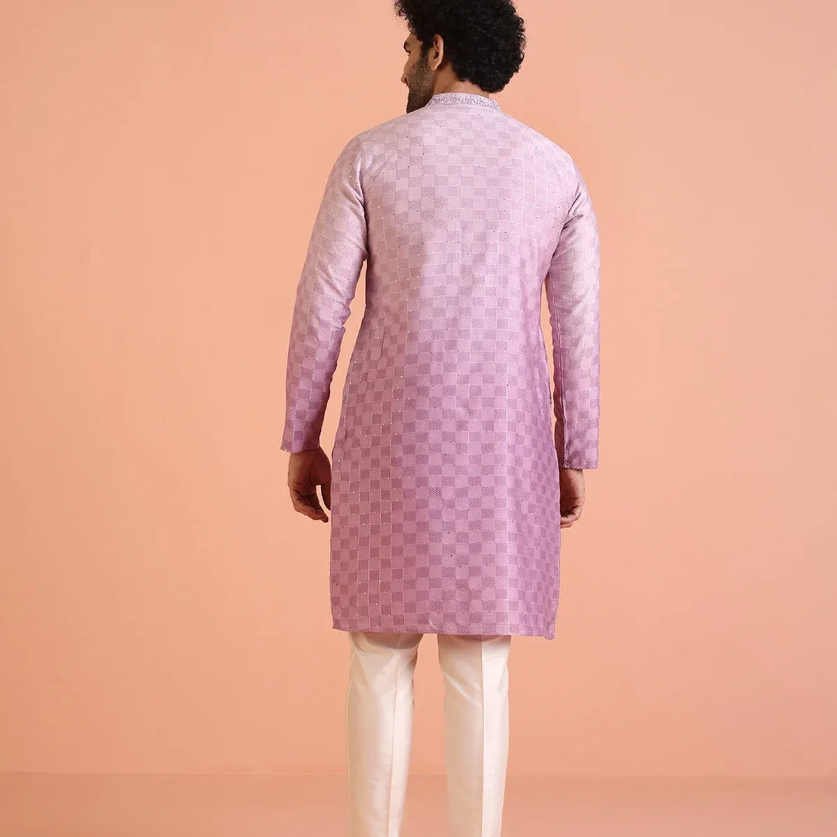 Men Ombre Embellished Mirror Work Kurta, photo 4 of 4