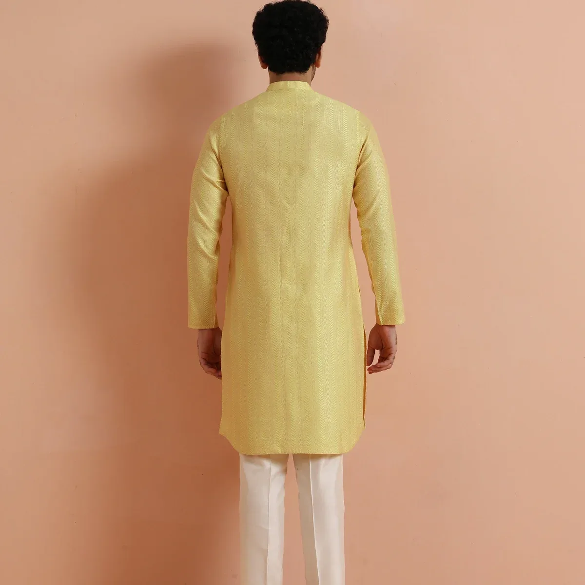 Yellow Jacquard Woven Kurta, photo 4 of 4