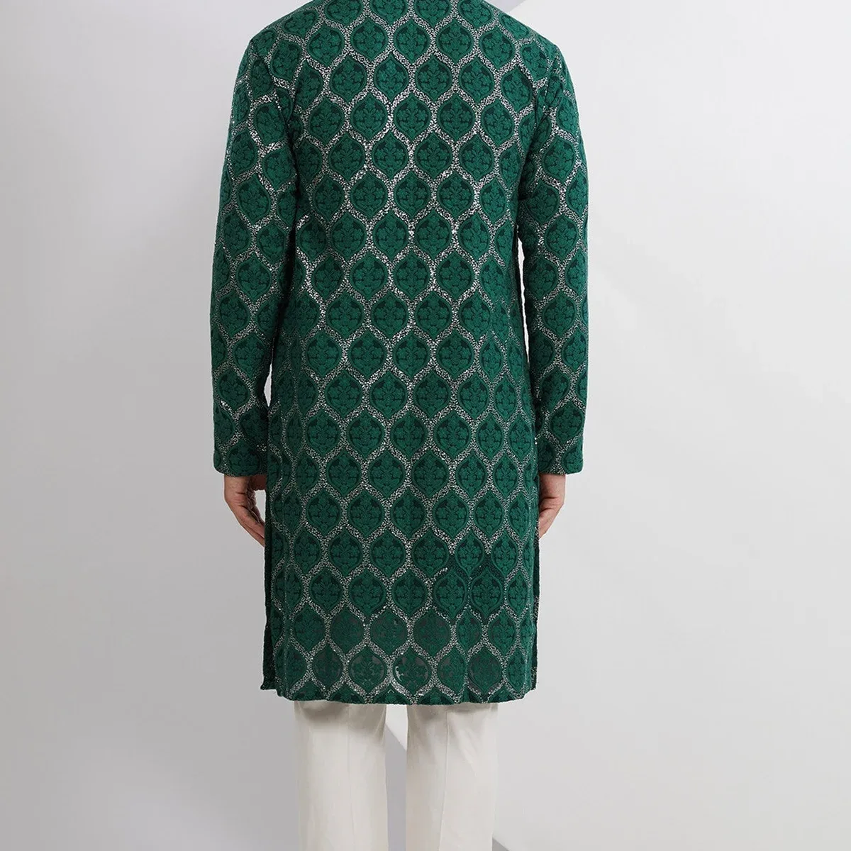 Bottle Green Embroidered Kurta, photo 4 of 4
