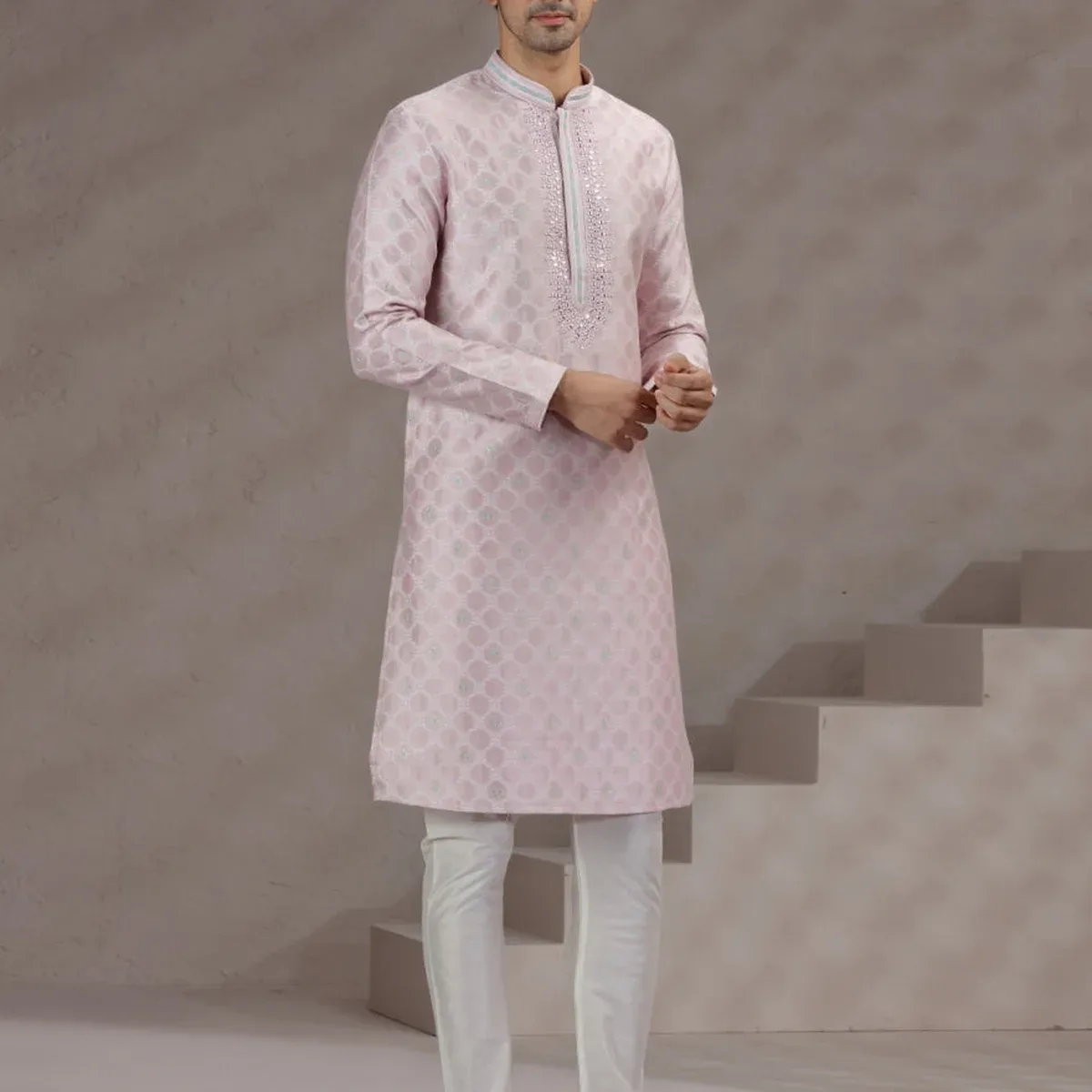 Pink Printed Kurta Pajama | JB X JB, photo 3 of 4