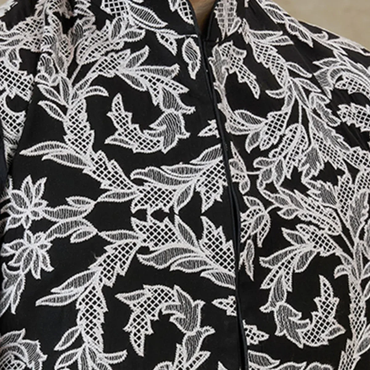 Black Embroidered Kurta Pajama with Koti | TULA, photo 2 of 4