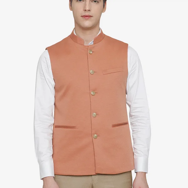 Light Orange Bandhgala Jacket | JB Studio