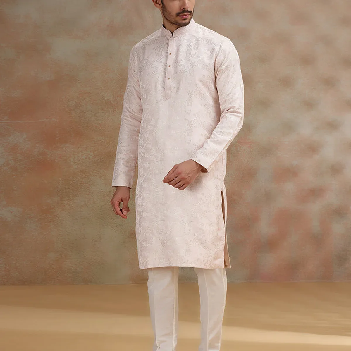 Pink Printed and Embroidered Kurta Pajama | JB X JB, photo 3 of 4