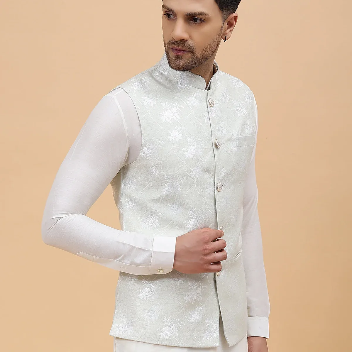 Woven Jacquard Nehru Jacket, photo 2 of 4