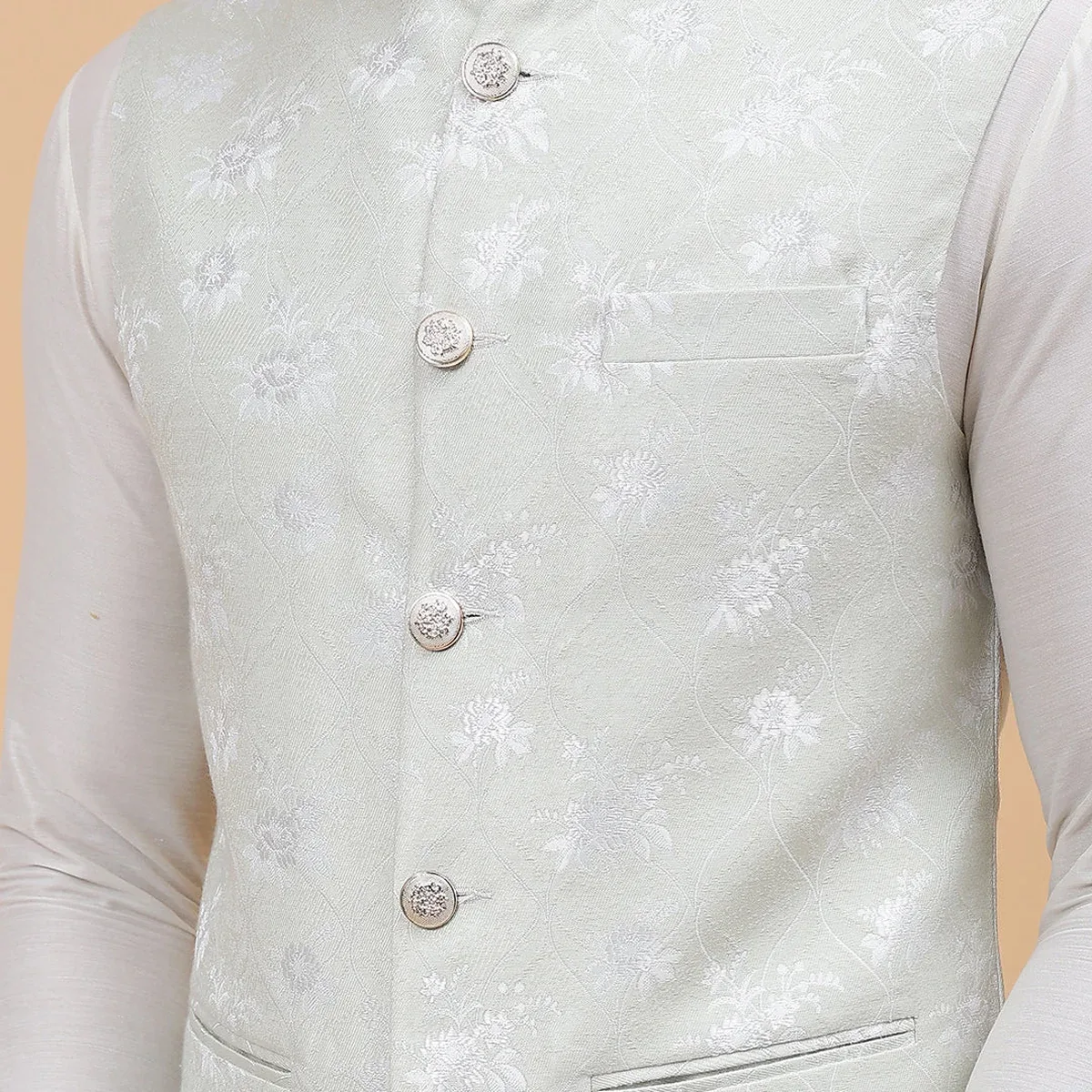 Woven Jacquard Nehru Jacket, photo 3 of 4