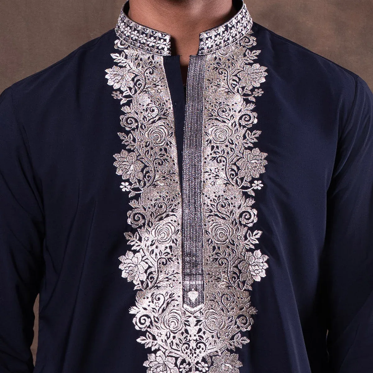 Navy Blue Embroidered Kurta Pajama | Virasana, photo 2 of 4