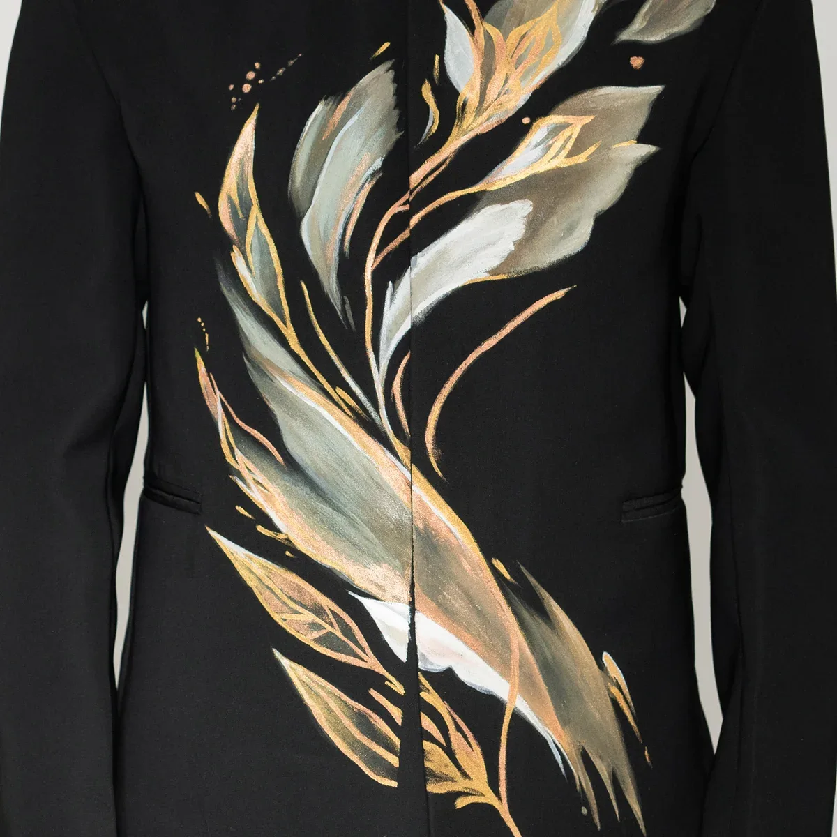 Brushline - Black Hand Painted Armani Fabric Bandhgala, photo 2 of 4