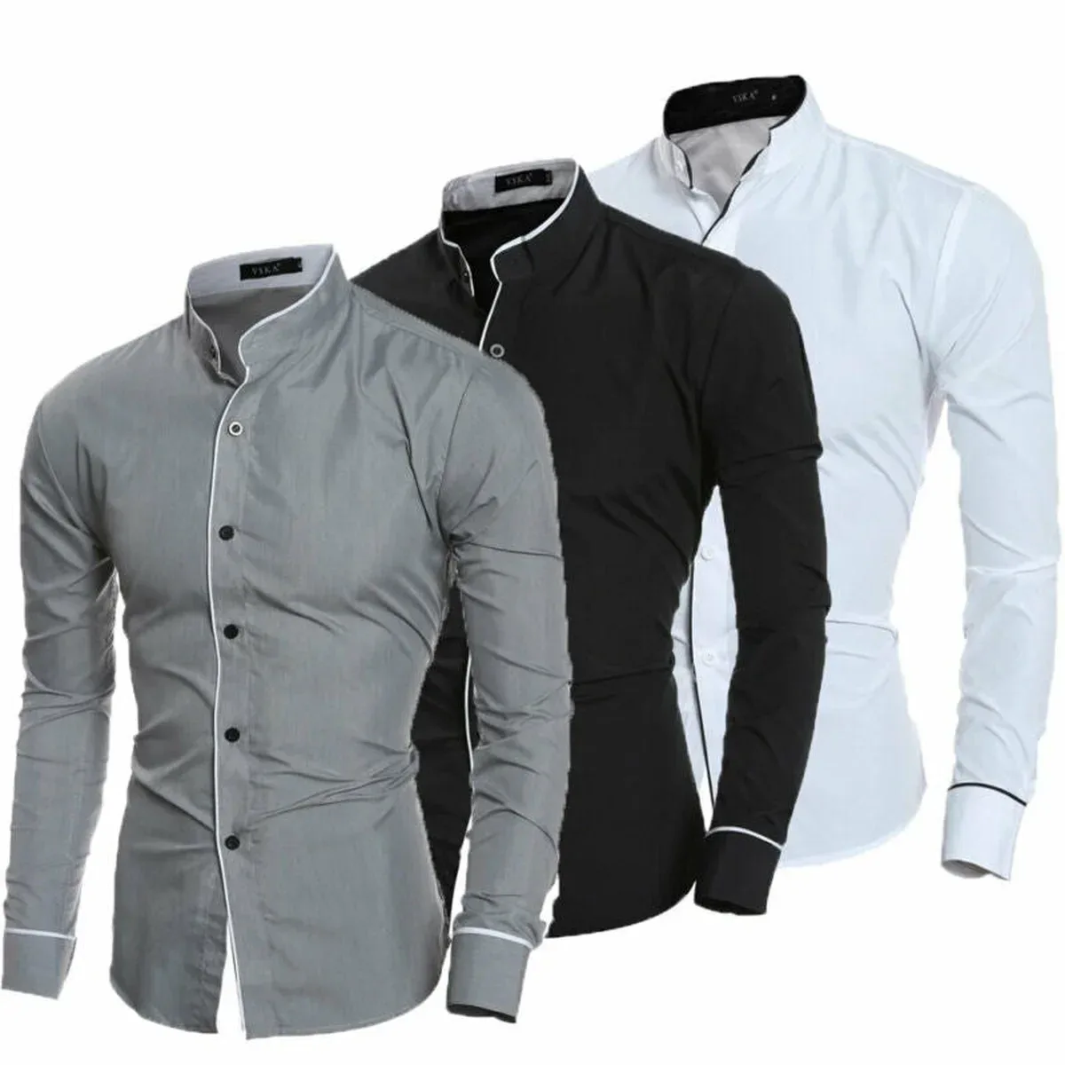 2020 Men's Luxury Casual Formal Shirt Long Sleeve Slim Fit Business Dress Shirts Tops Social Blouse Men Formal, photo 1 of 4