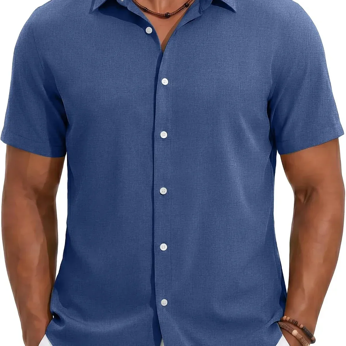 COOFANDY Mens Casual Button Down Shirt Short Sleeve Lightweight Summer Beach Shirts Textured Linen Shirt, photo 1 of 4