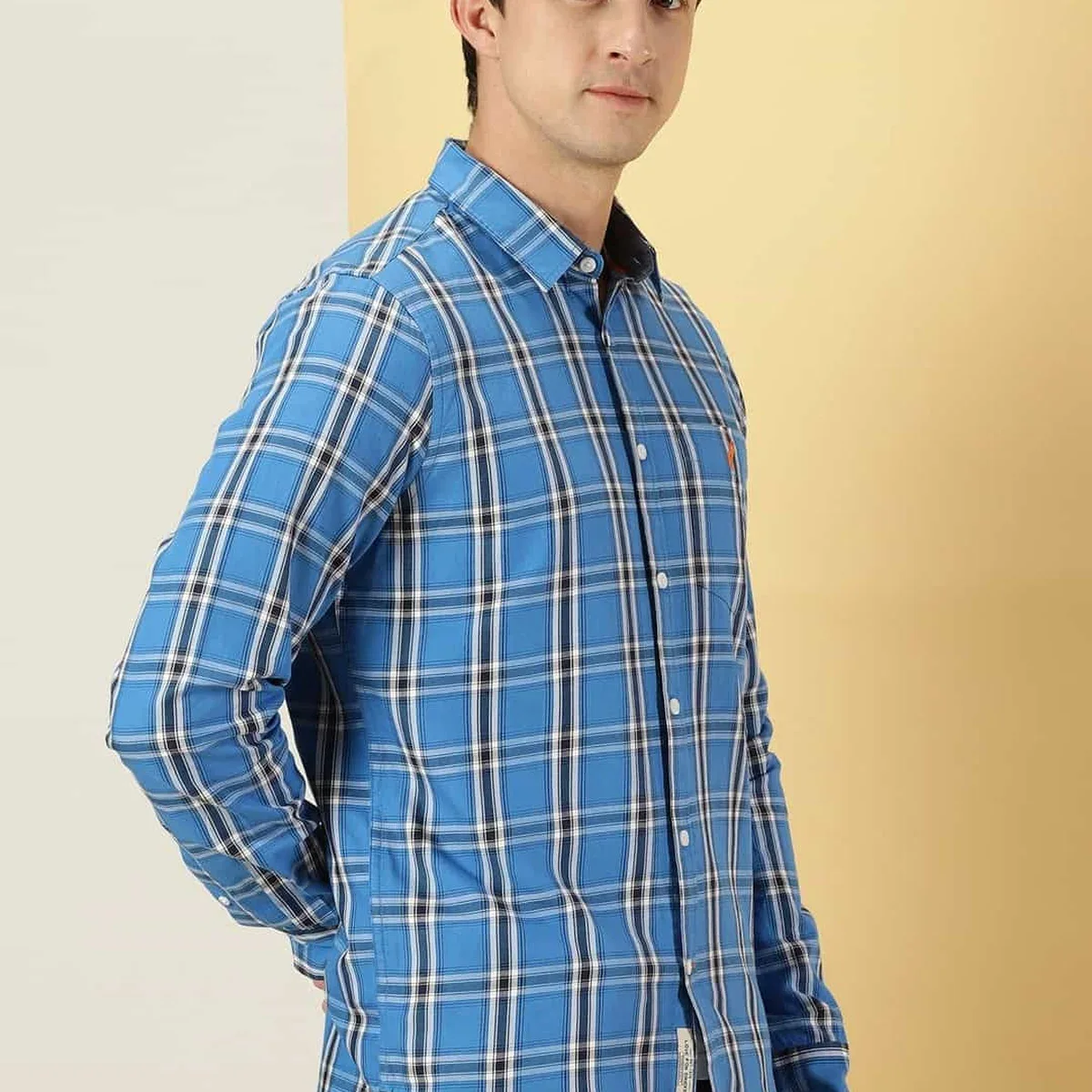 Men Tartan Checks Classic Slim Fit Cotton Casual Shirt, photo 2 of 4