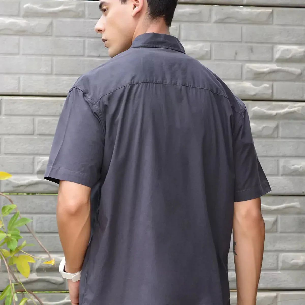 Solid Premium Boxy Opaque Casual Shirt For Men, photo 3 of 4