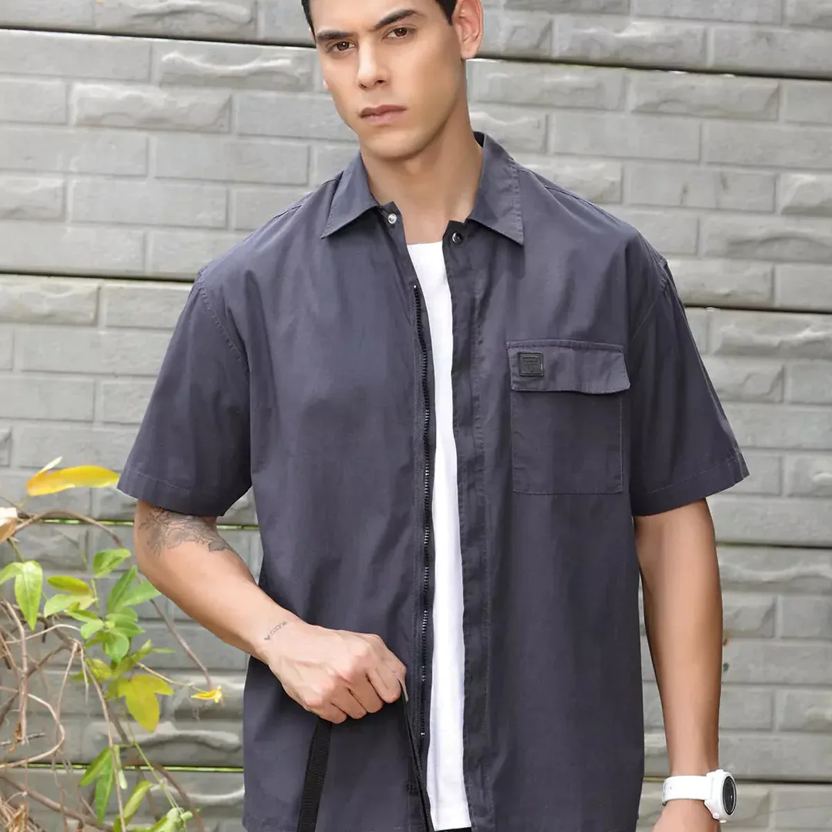 Solid Premium Boxy Opaque Casual Shirt For Men, photo 4 of 4