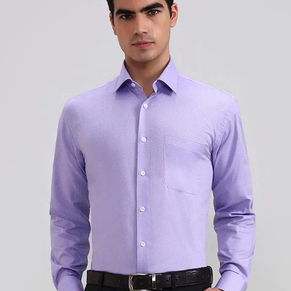 Purple Solid Regular Fit Formal Shirt