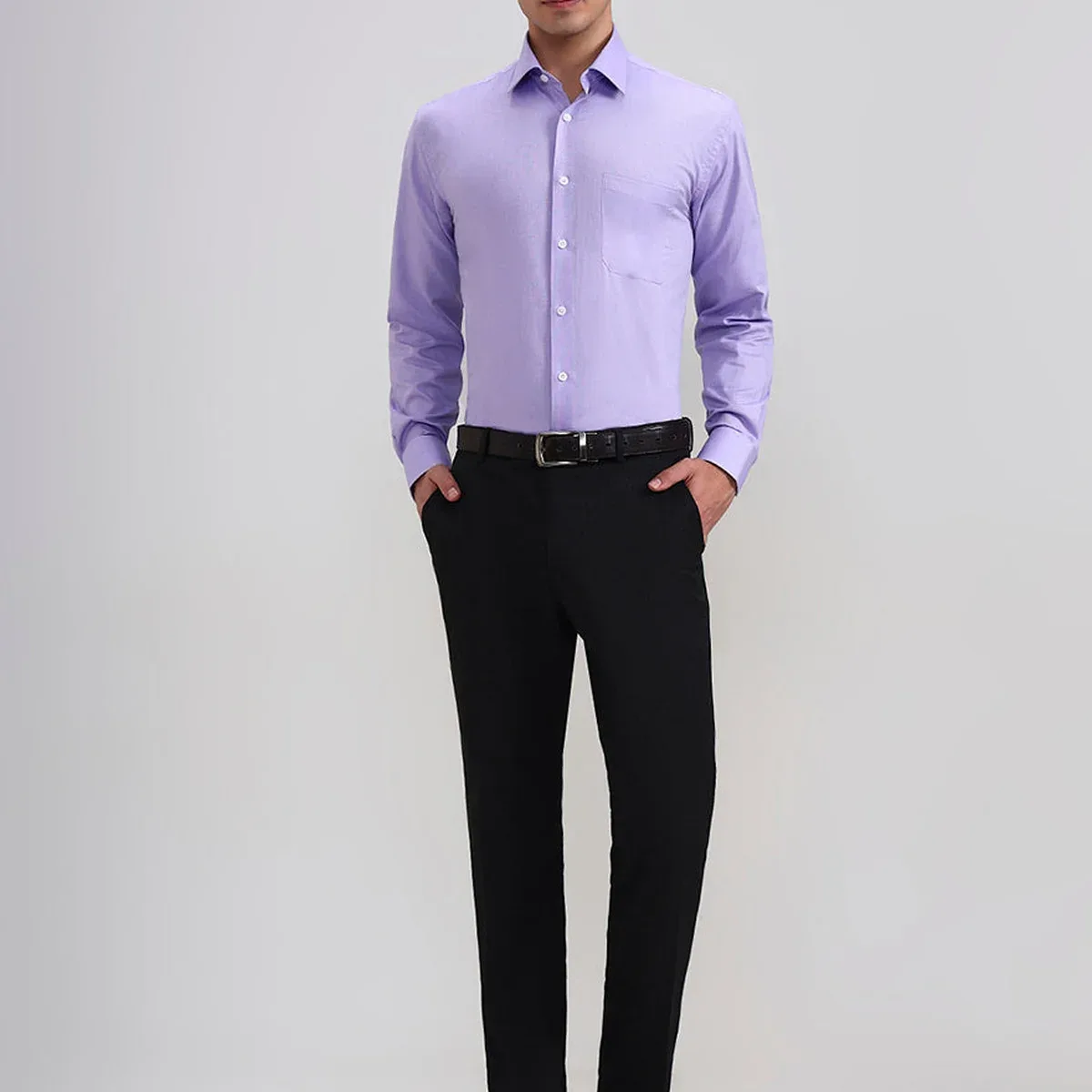 Purple Solid Regular Fit Formal Shirt, photo 3 of 4