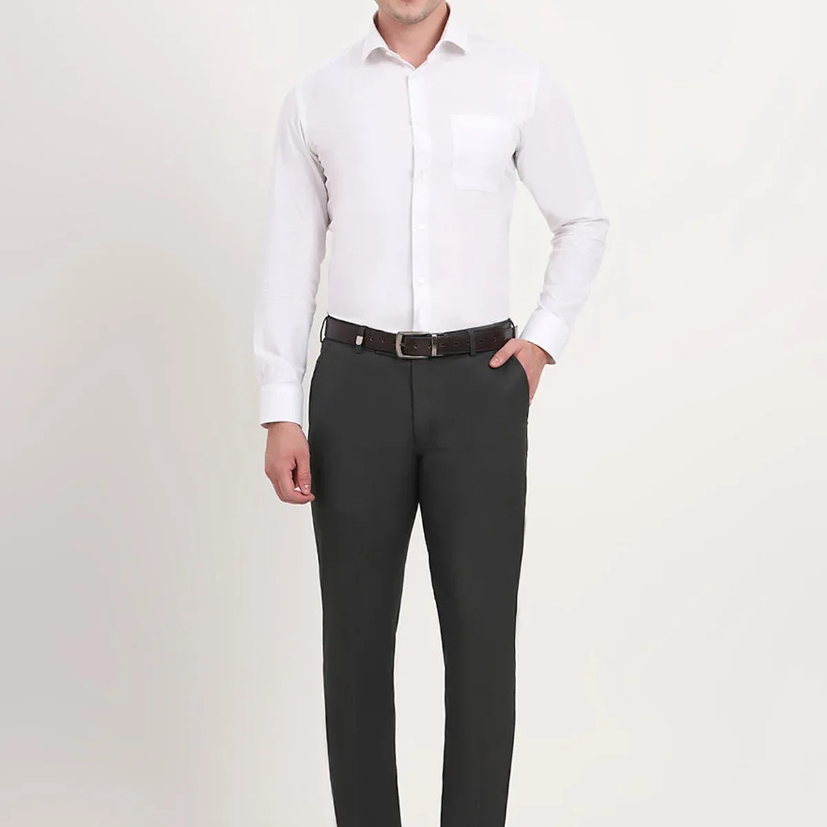 White Solid Slim Fit Formal Shirt | Metal, photo 3 of 4