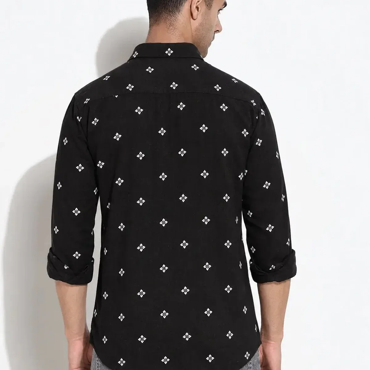 Men's Floral Printed Black Long Sleeves Casual Shirt, photo 4 of 4