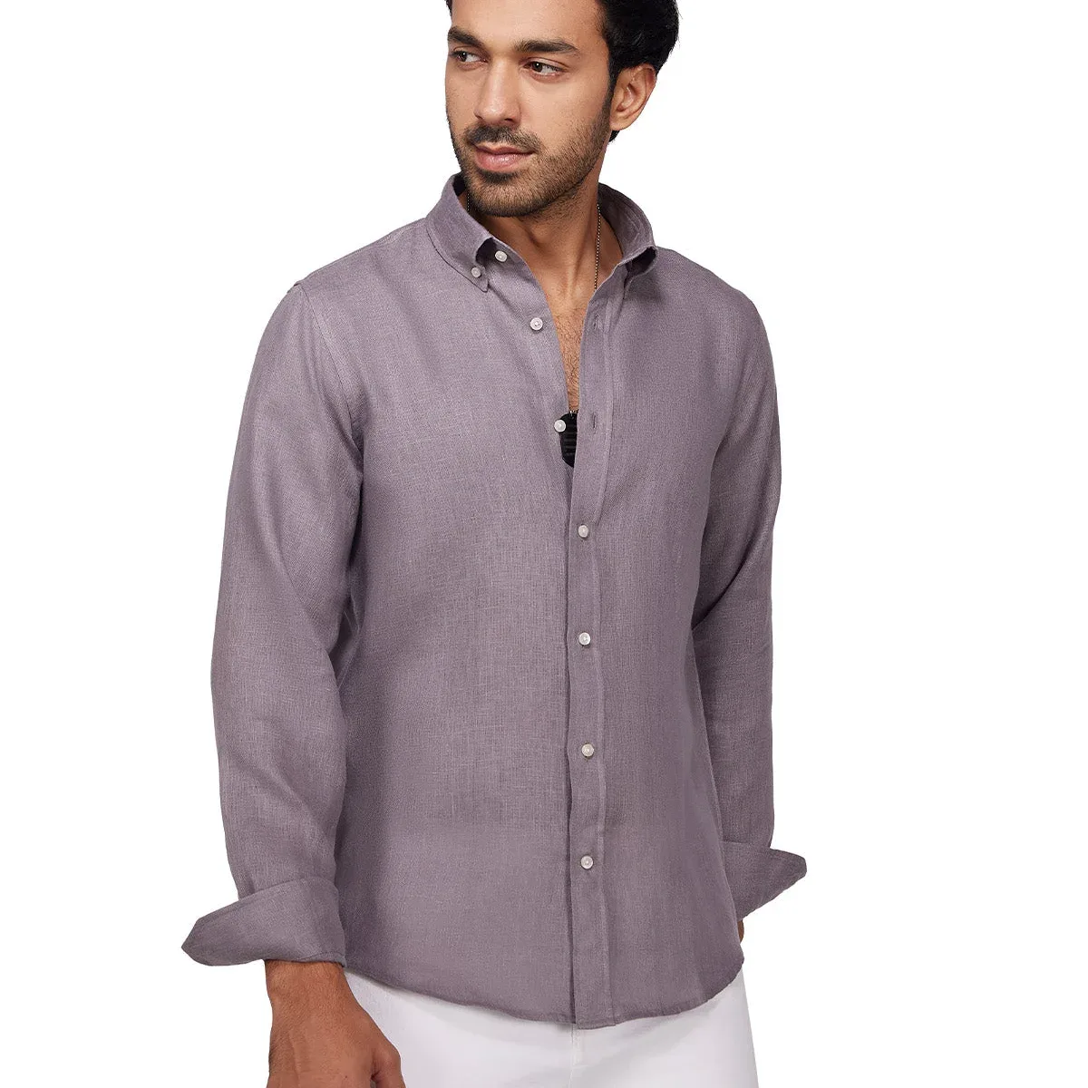 100% Linen Shirt - Taupe, photo 1 of 4